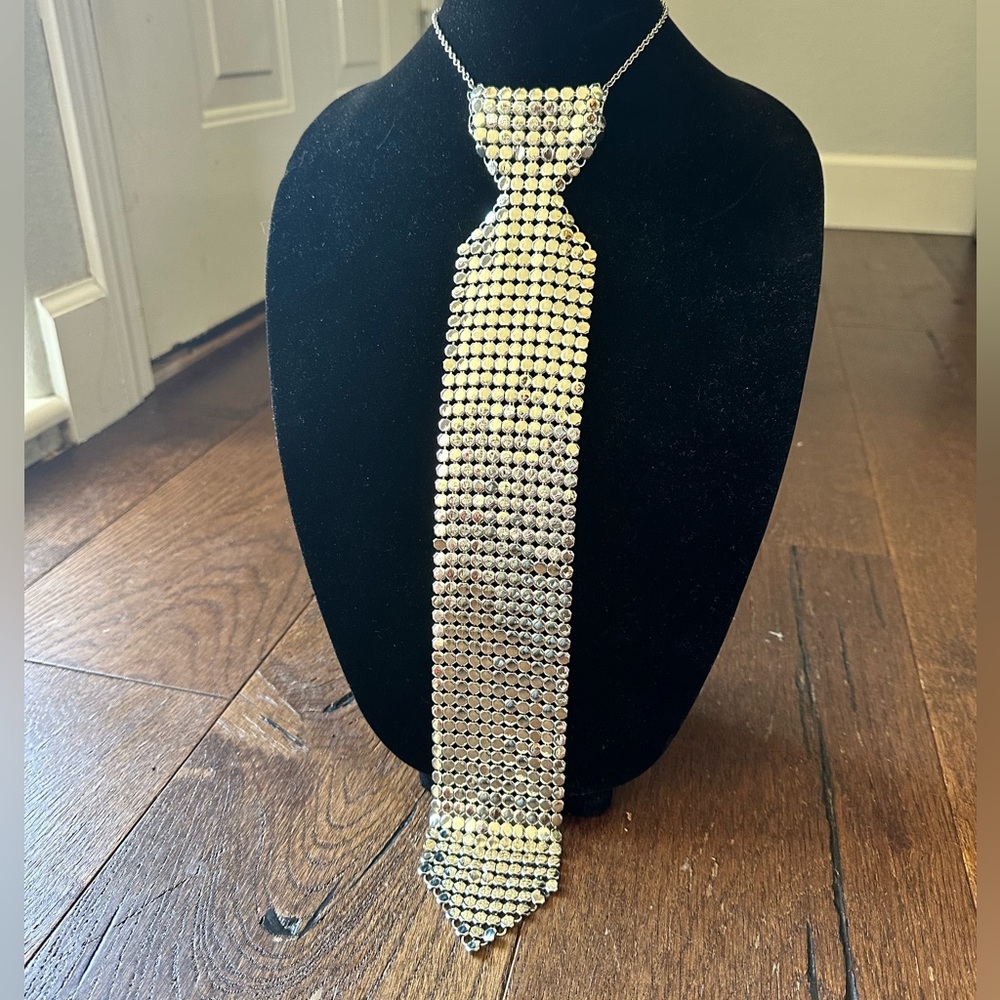 Whiting & Davis Silver Tone Mesh Necklace Nacktie